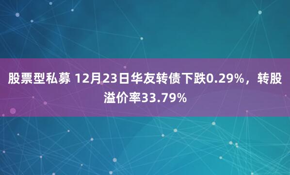 股票型私募 12月23日华友转债下跌0.29%，转股溢价率33.79%