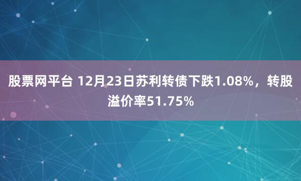 股票网平台 12月23日苏利转债下跌1.08%，转股溢价率51.75%