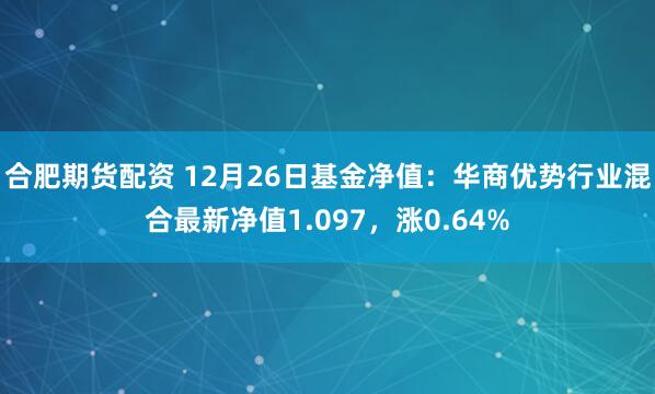 合肥期货配资 12月26日基金净值：华商优势行业混合最新净值1.097，涨0.64%