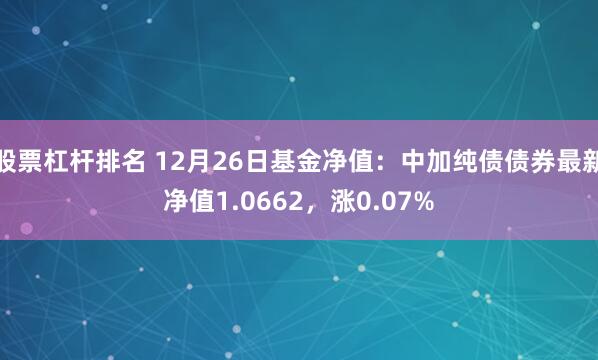 股票杠杆排名 12月26日基金净值：中加纯债债券最新净值1.0662，涨0.07%