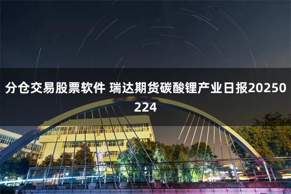 分仓交易股票软件 瑞达期货碳酸锂产业日报20250224