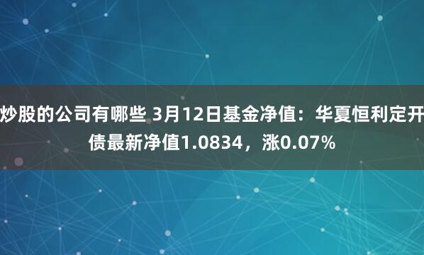 炒股的公司有哪些 3月12日基金净值：华夏恒利定开债最新净值1.0834，涨0.07%