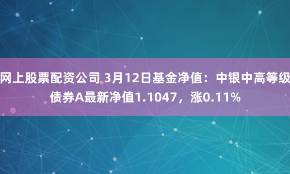 网上股票配资公司 3月12日基金净值：中银中高等级债券A最新净值1.1047，涨0.11%